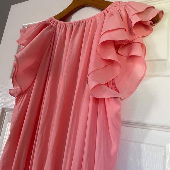 Ramy Brook Lana Pink Elastic Waist Ruffle Button Dress NWT Size Medium - Picture 9 of 12